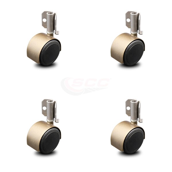 Service Caster 2.375 Inch Antique Brass Hooded Urethane Twin Wheel Caster with Inside Mount Set SCC-GR02S60D-NYU-WA-716X78-CB90-4 - main